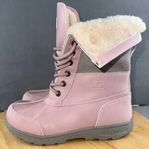 Ugg Kids' Butte II CWR Waterproof Winter Boots Pink Leather Size 4 US